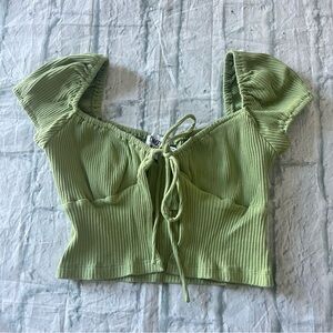 Princess Polly Hart Top Tie Front Ribbed Crop